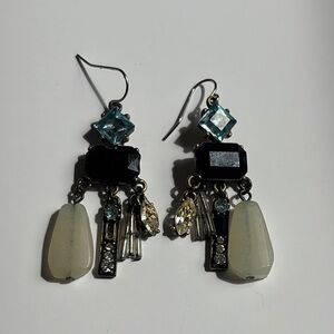 Elegant Black and Blue Dangle Earrings